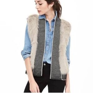 Banana Republic Black and Cream Striped Vest
